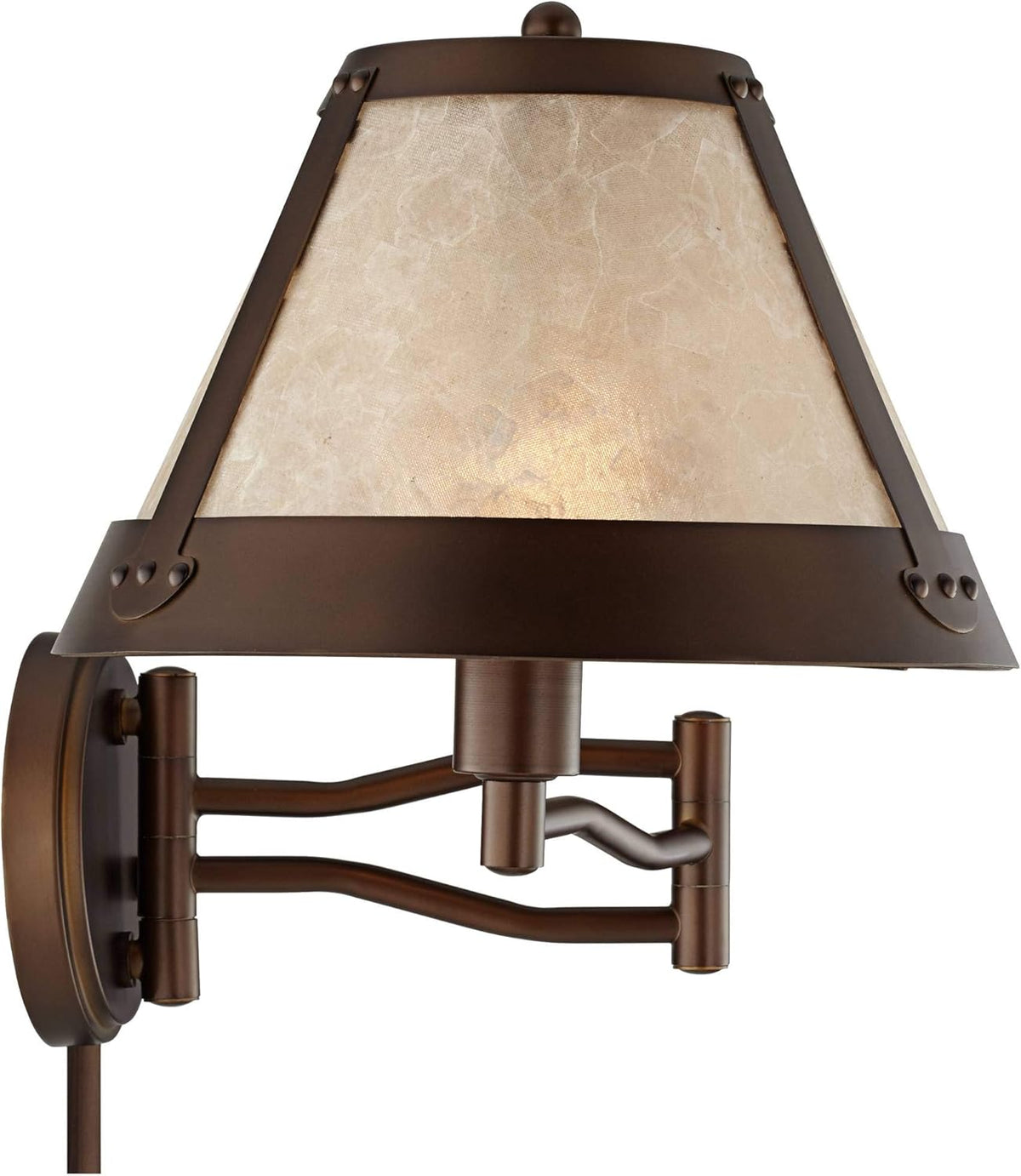 Bronze Swing Arm Wall Lamp with Mica Shade A403085