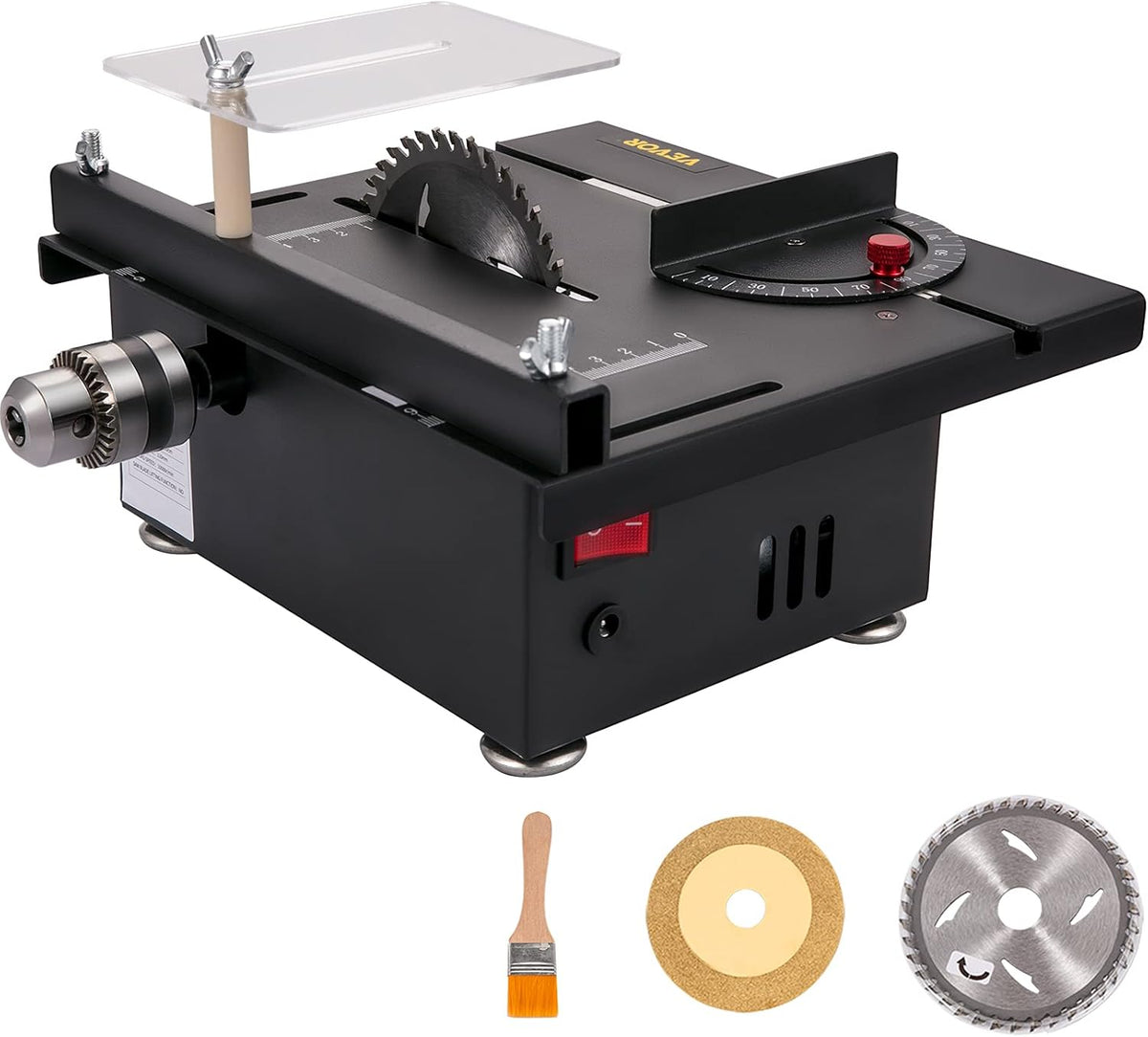 Mini Table Saw, 96W, 0-90 Angle Cutting, 7-Level Speed Adjustable, 1.3in Cutting Depth A534