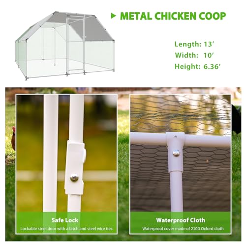 Large Metal Walk-in Chicken Coop with Anti-UV Cover E857090