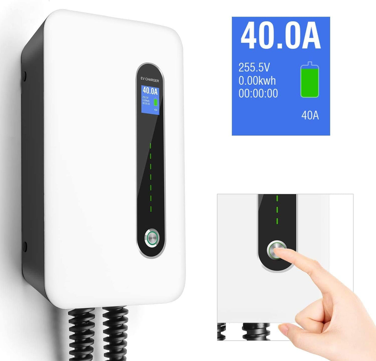 40 Amp Level 2 EV Wall Charging Station, 25 ft Plug-in Z789