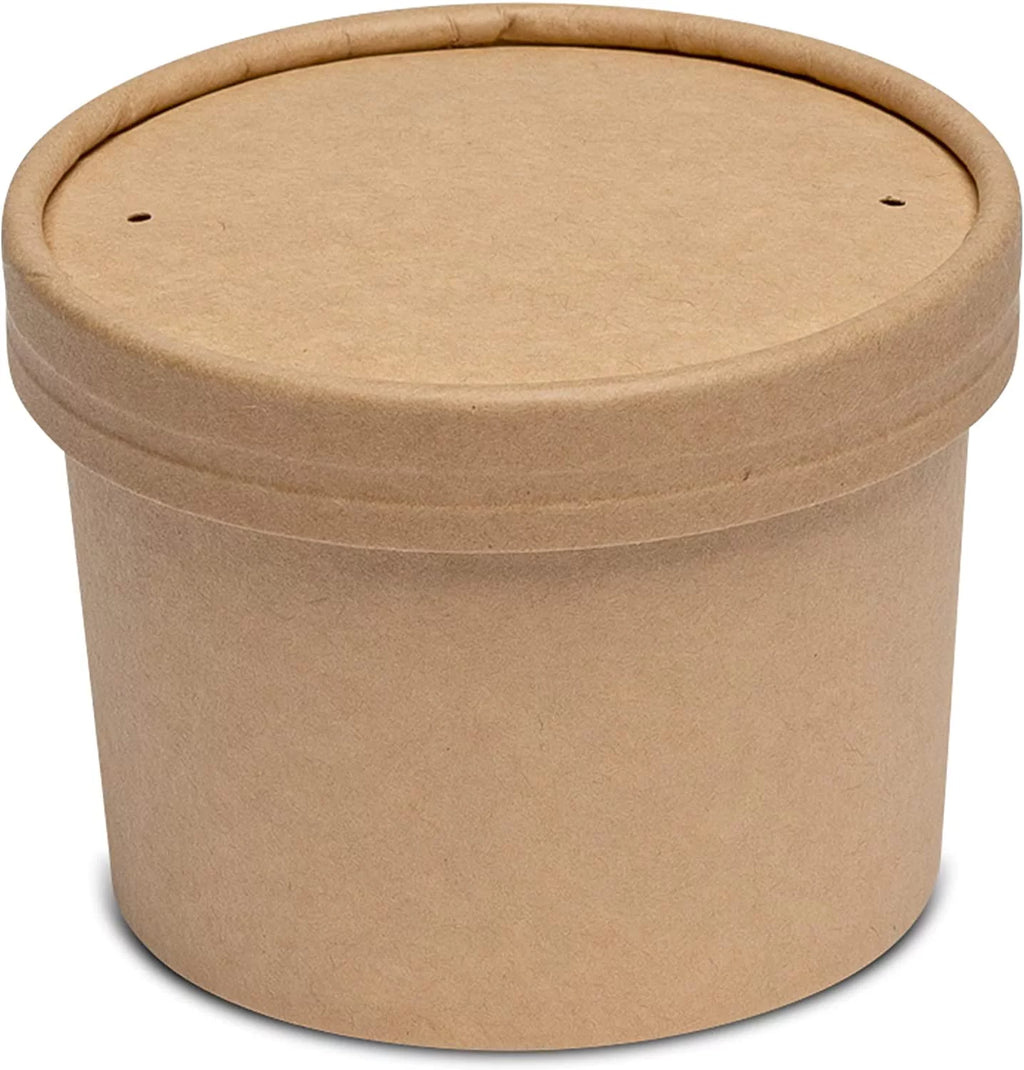 8 Oz Kraft Disposable Food Containers with Lids, 50-Pack I516
