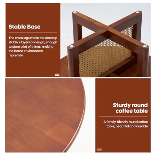 33 Inch Solid Wood Rattan Coffee Table X6477