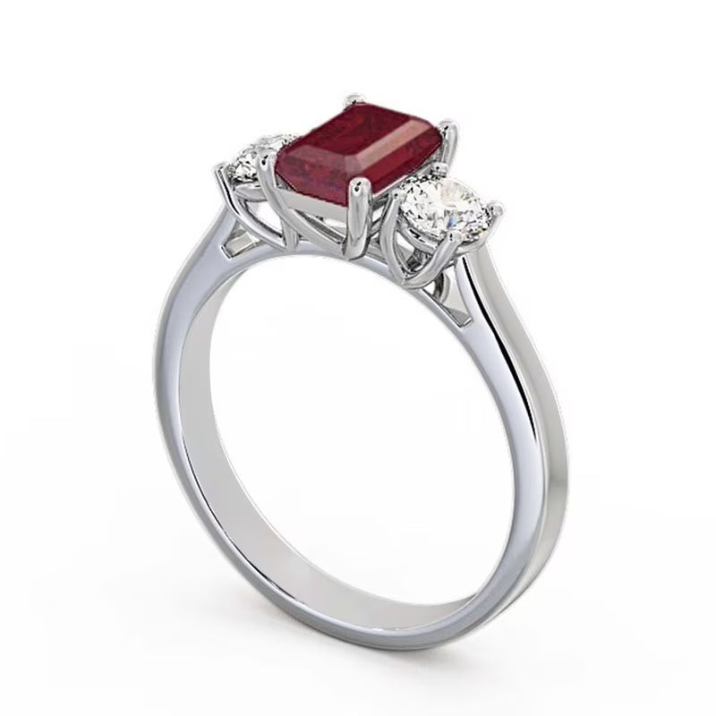 14K White Gold Three Stone Ring T81458