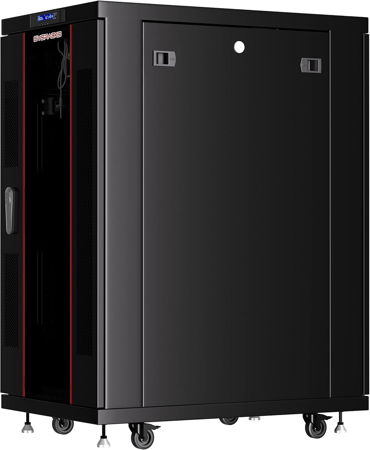 Locking Server Rack Cabinet Enclosure on Casters with Rack Shelf and Cooling Fan Thermostat F4888