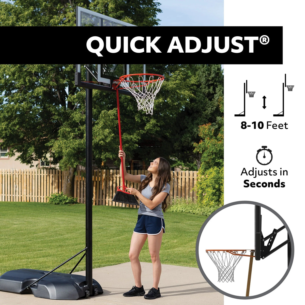 Adjustable Portable Basketball Hoop, 46 inch Polycarbonate K484803