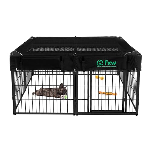 Black 24 Inch 8 Panel Heavy Duty Dog Playpen T201