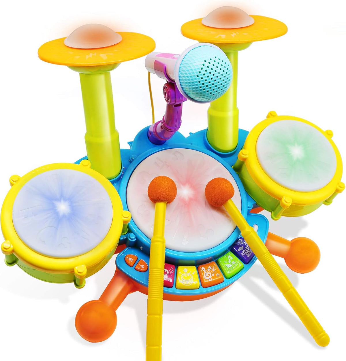 Drum Set for Kids with 2 Drum Sticks and Microphone, Musical Toys Pack of 2 M401603