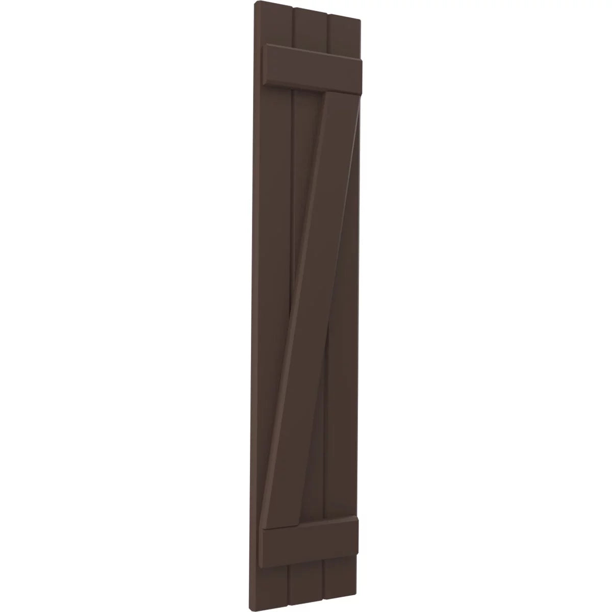 Real Wood Joined Board-n-Batten Shutters with Z-Bar, Raisin Brown V7832