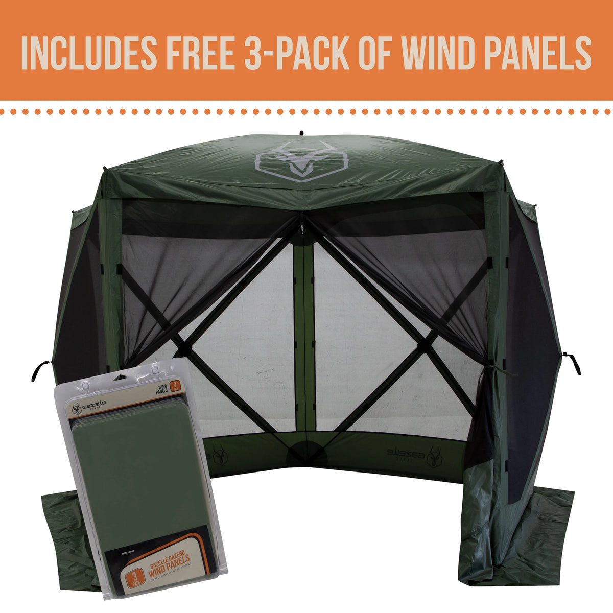 Alpine Green 5-Sided Portable Gazebo with 3pk Wind Panels S21442