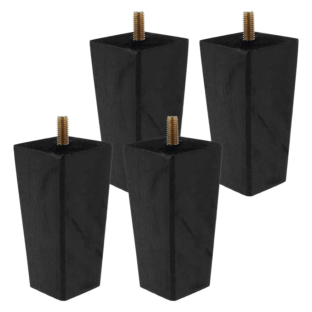 4X 2.4in Black Square Tapered Wooden Furniture Legs U9324