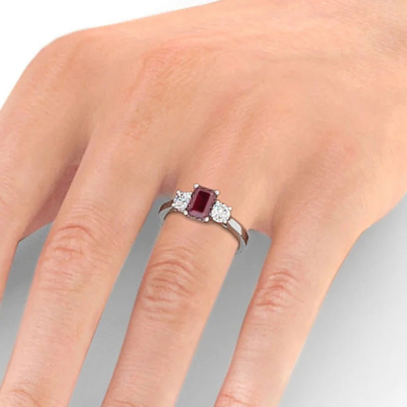 14K White Gold Three Stone Ring T81458