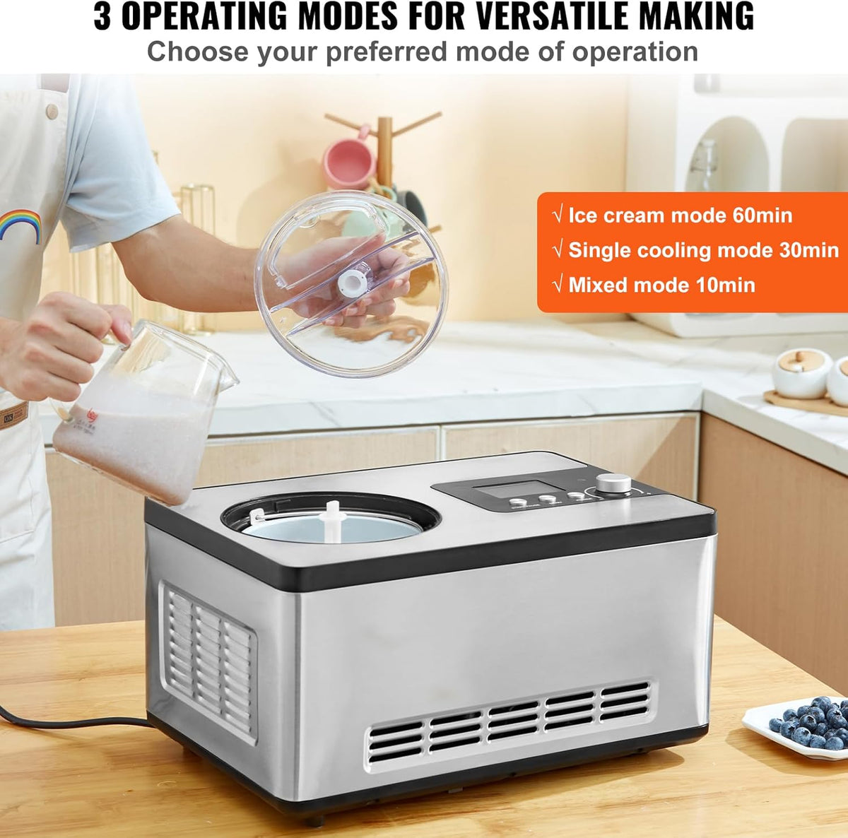 Stainless Steel Automatic Ice Cream Maker, 2 Quart F6861