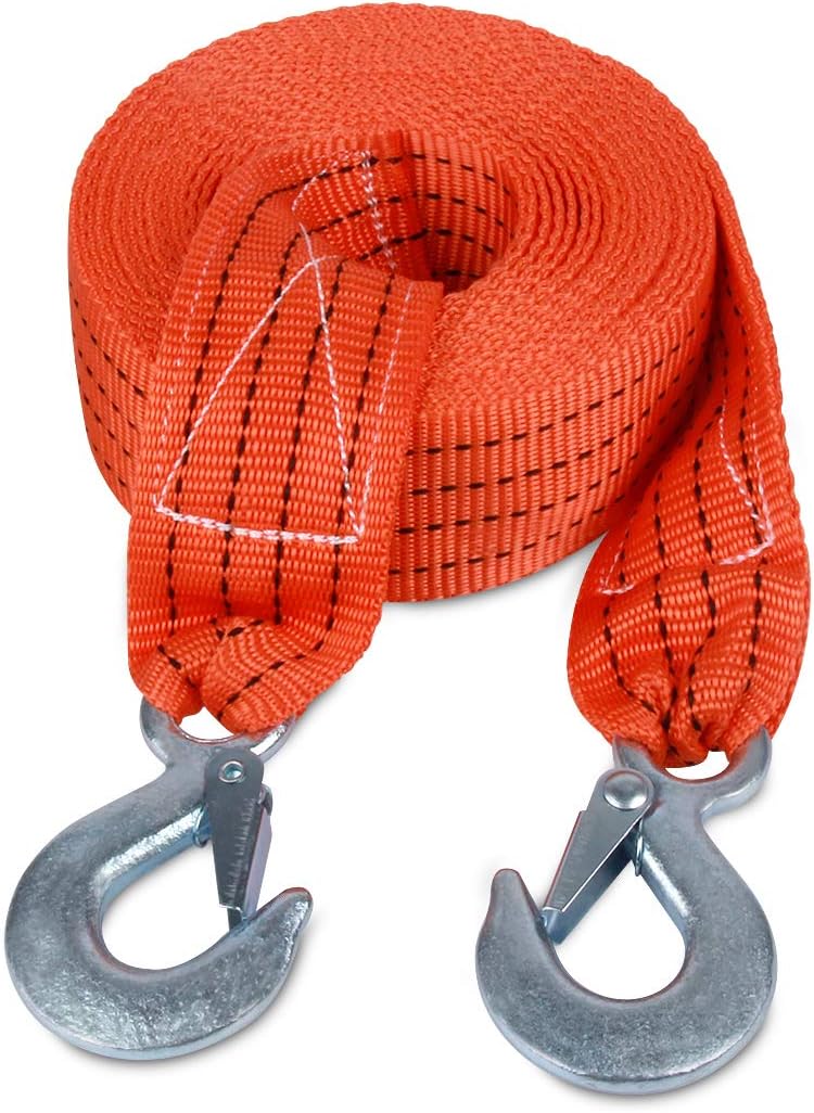 Nylon Tow Strap with Hooks 2”x20’ Heavy Duty Recovery Rope 20,000 lbs Capacity Pack of 2 T55228