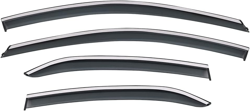 Tape on Polycarbonate Rain Guards Window Visor with 304 Stainless Steel Trim Pack of 2 A28744