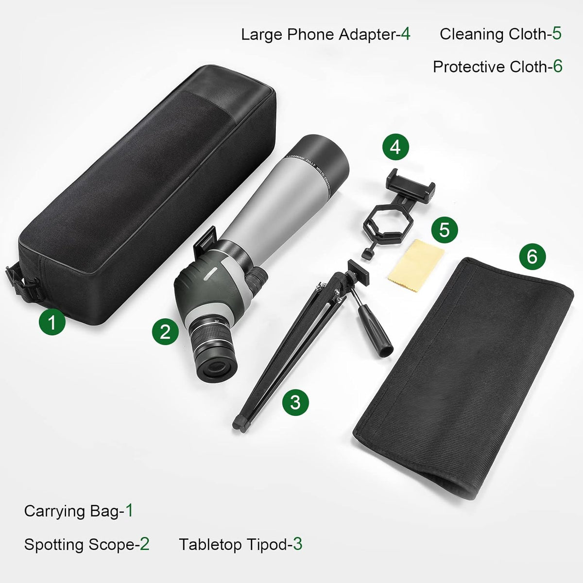 20-60X80 Spotting Scope with Tripod, Carry Bag, Dual Focusing and 24MM Big Eyepiece Z74408
