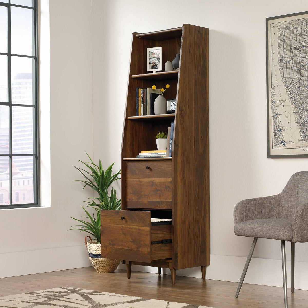 3-Shelf Narrow Bookcase, Grand Walnut C48303