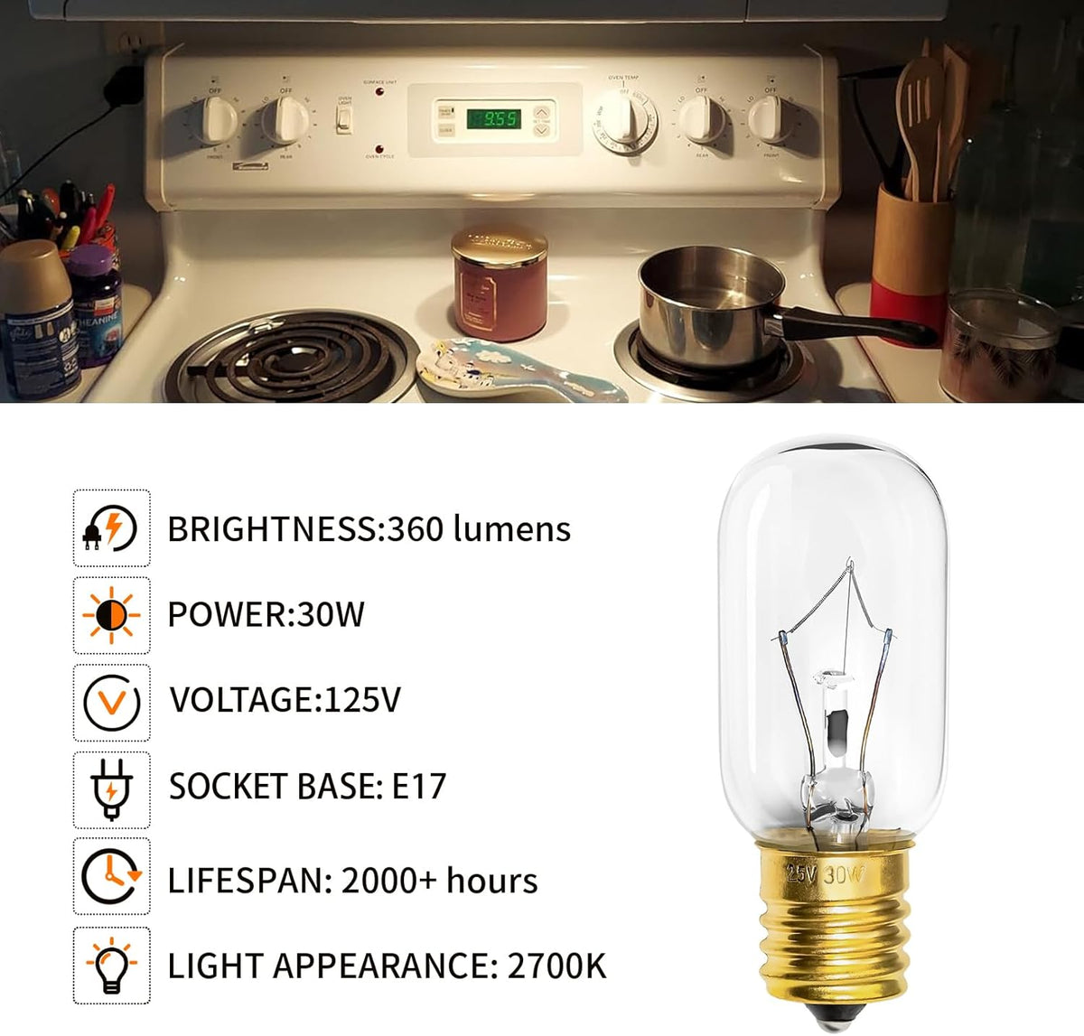 Light Bulb 125V 30W E17 Base T826131