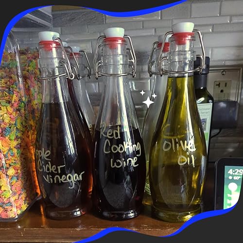 Set of 6 17 oz Glass Bottle Set with Airtight Swing Top Stoppers W1874
