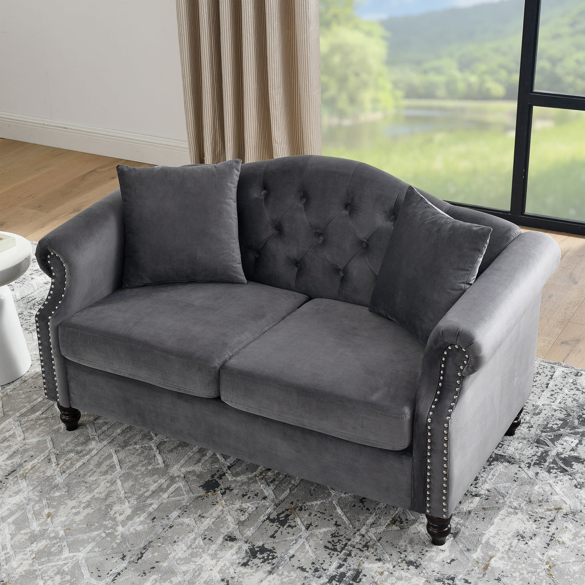 57" Velvet Tufted Loveseat Sofa D357186