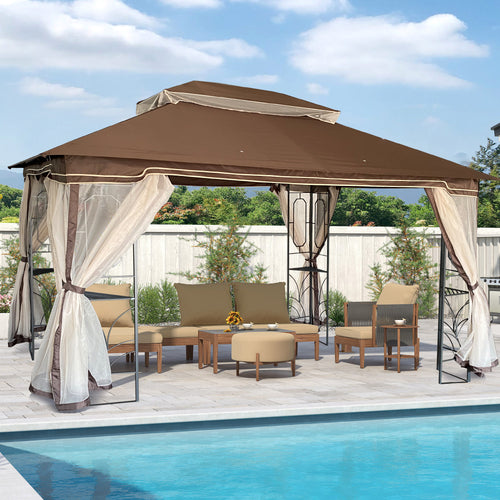 13x10 Outdoor Patio Gazebo Canopy Tent With Ventilated Double Roof And Mosquito Net W8698