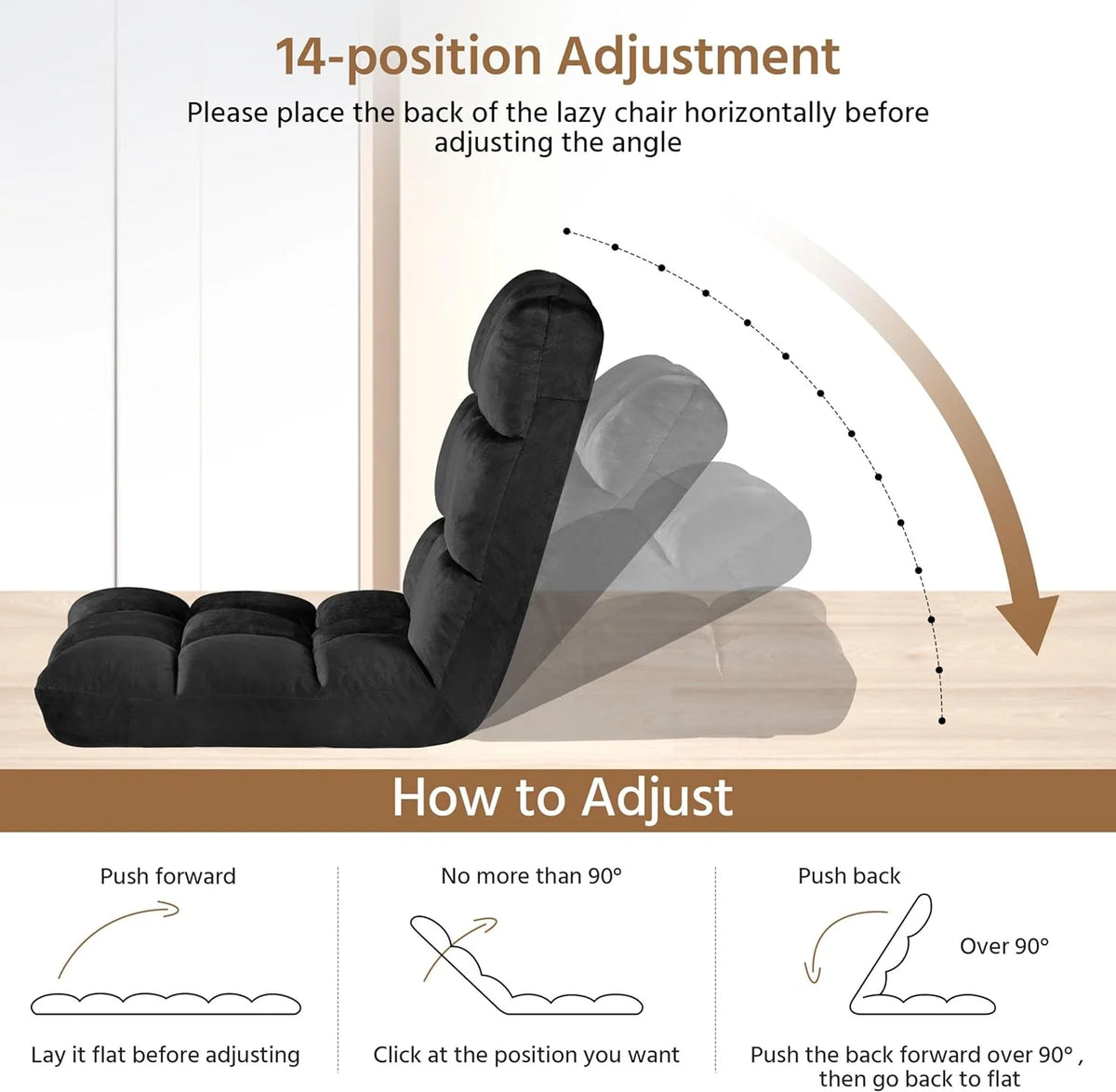 Black Floor Folding Chair with Back Support G230