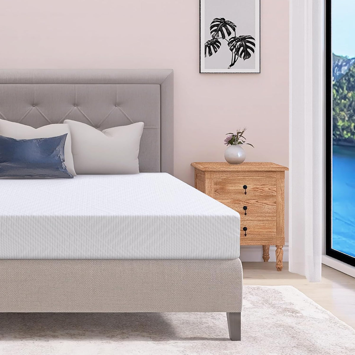 Full Size 10 Inch Cooling Green Tea Gel Medium Firm Memory Foam Mattress C46193