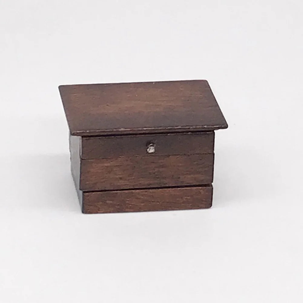 Miniature Chinese Wooden Sewing Kit Box Doll House Accessory U7016