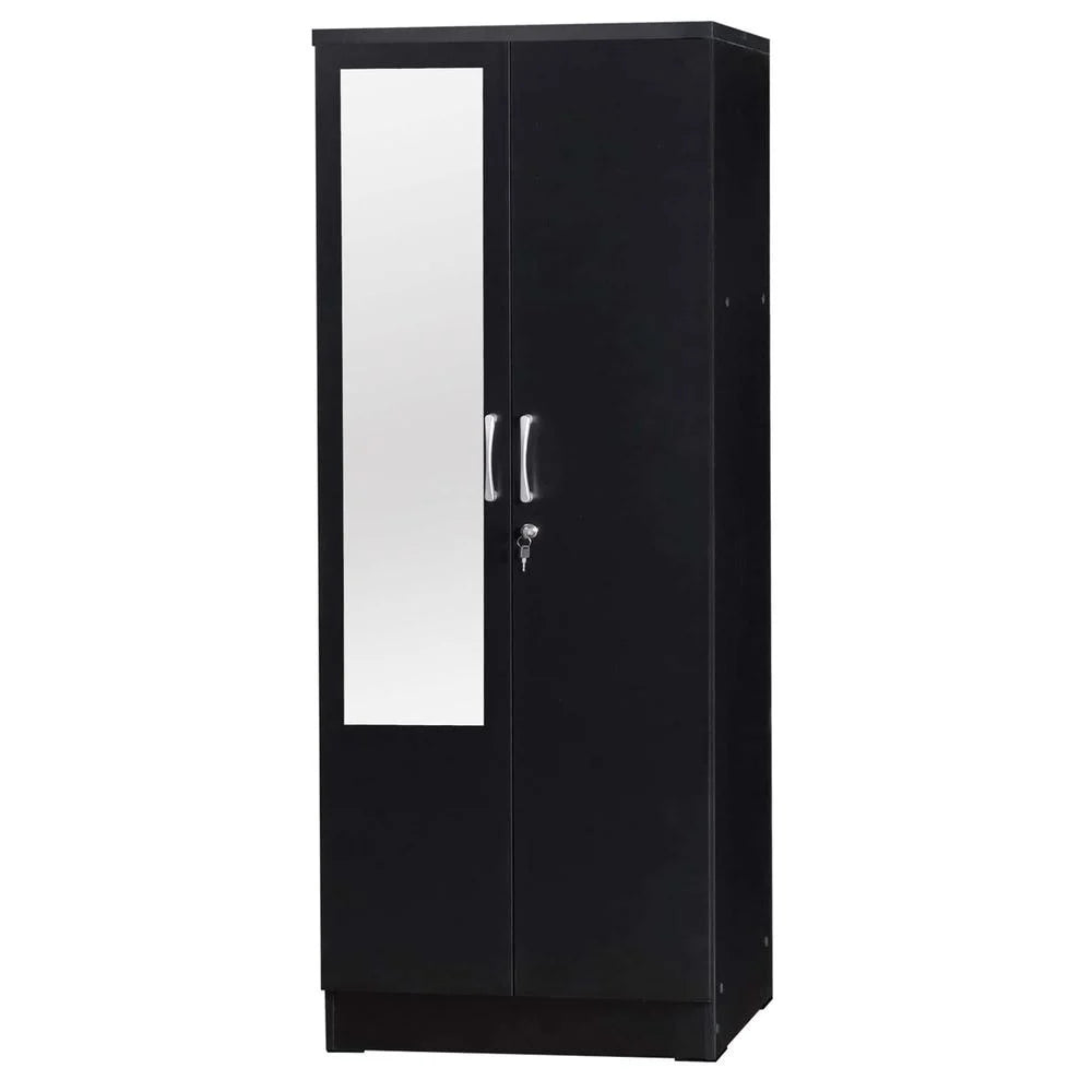 Black Two Door Armoire Wardrobe with Mirror K32875