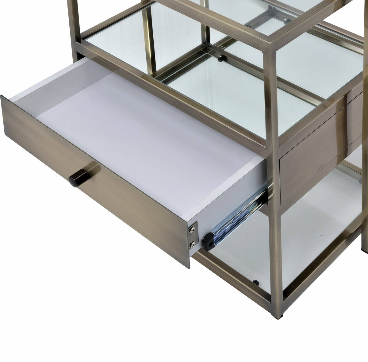 2 Piece Nesting Tables Set Antique Brass Clear Glass F577