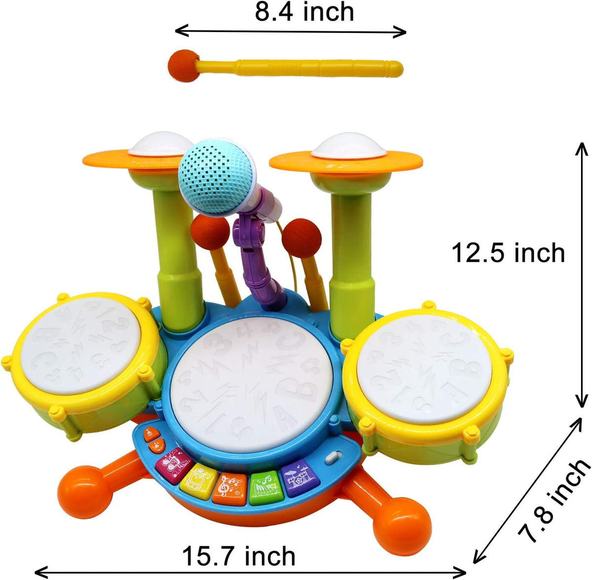 Drum Set for Kids with 2 Drum Sticks and Microphone, Musical Toys Pack of 2 M401603