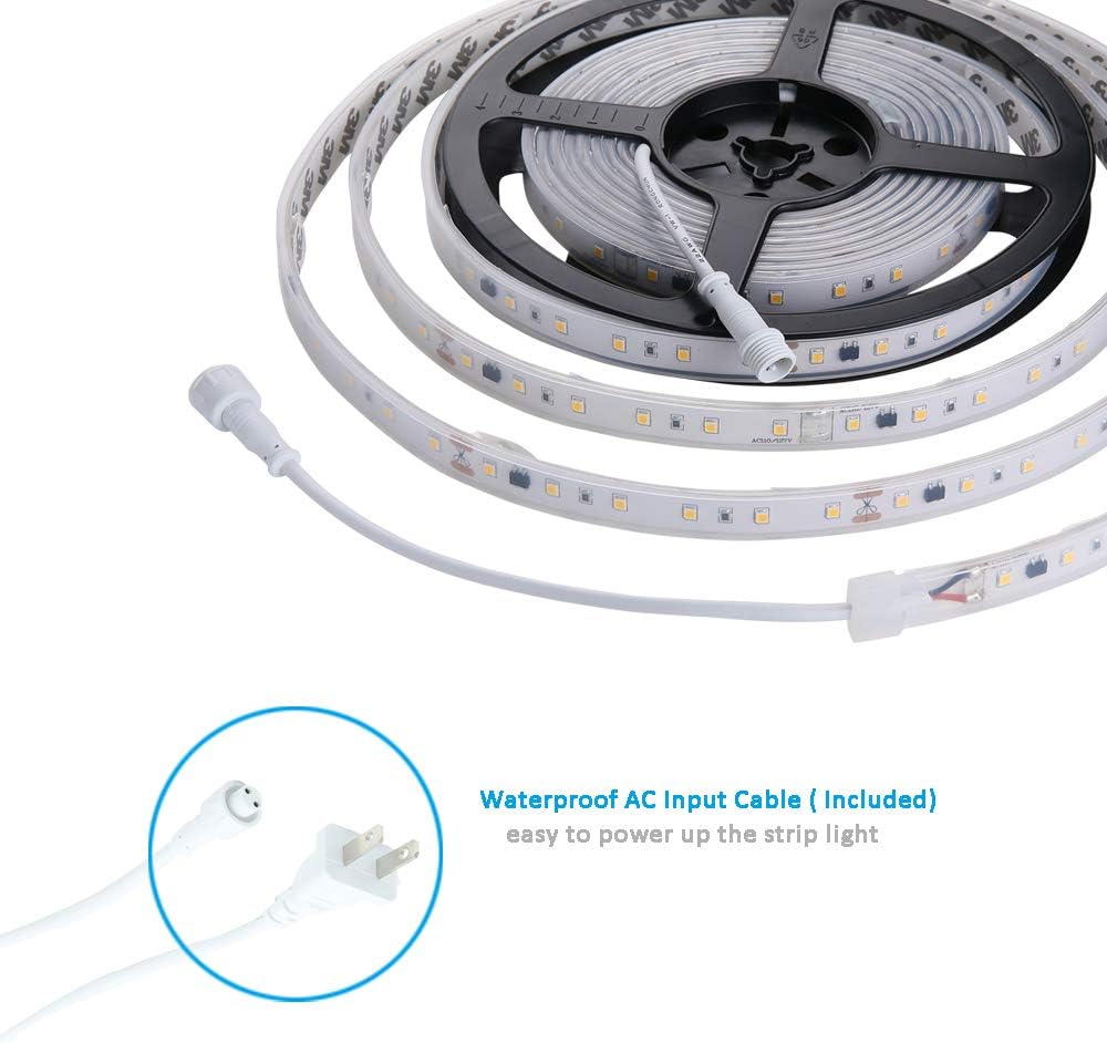 120V Dimmable LED Strip Light, Waterproof IP65, Cool White 6000K, Pack of 2 K7792