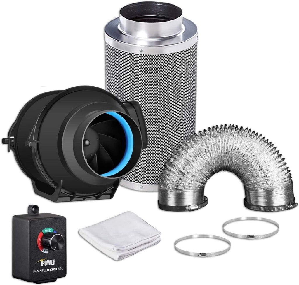8 Inch 500 CFM Inline Fan with Variable Speed Controller Carbon Filter 25 Feet Ducting Combo G75300