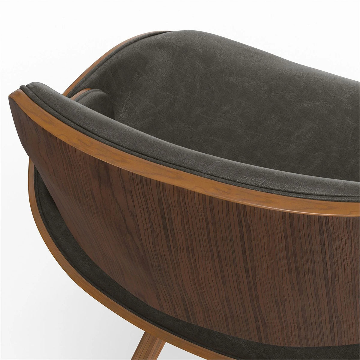 Brown Wood & Faux Leather Dining Chair A1221