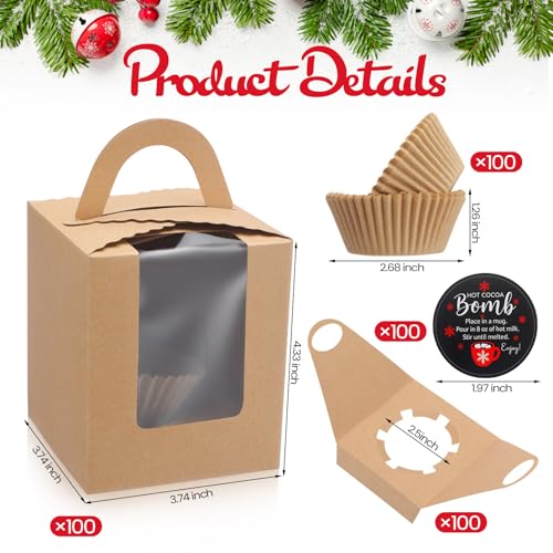 100 Set Christmas Cupcake Boxes with Window E72572