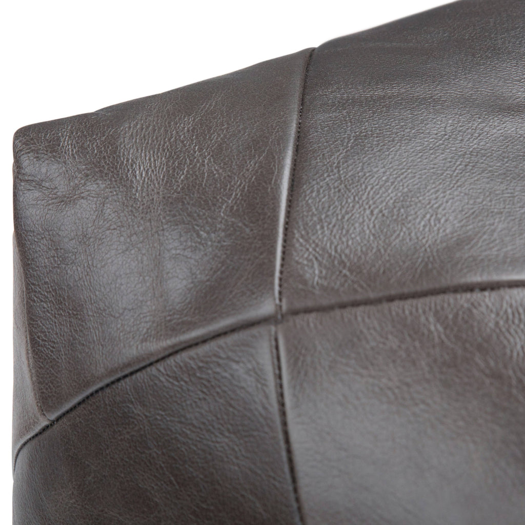 Dark Brown Leather Square Pouf T5132