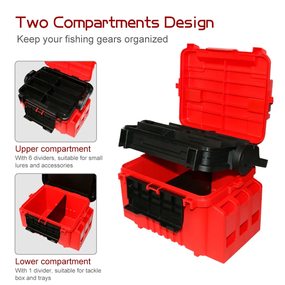 Fishing Box Travel Case with Bottle Holder and Rod Stands Tubes W249768