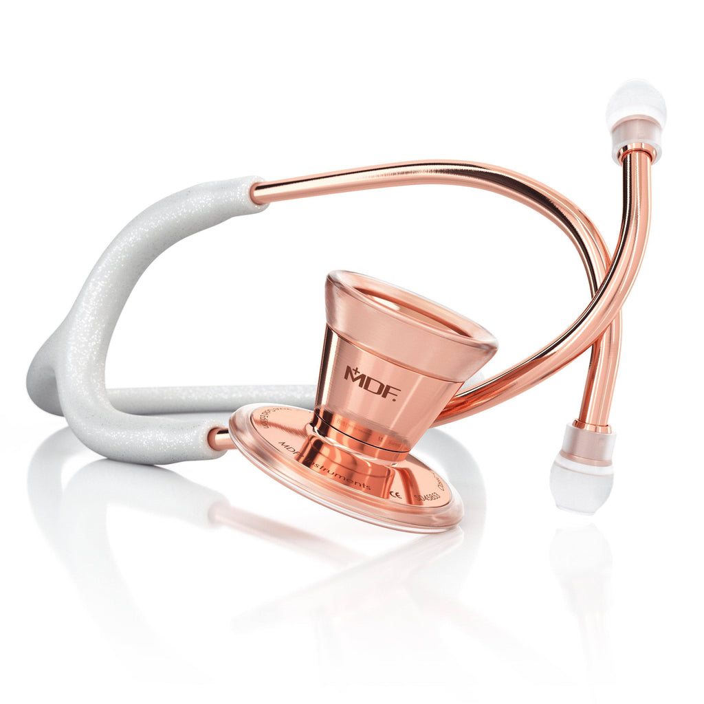 White Glitter Rose Gold Cardiology Stethoscope S45025