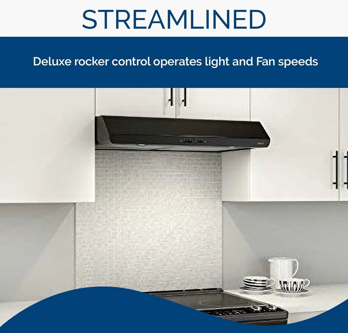30-inch Under-Cabinet Convertible Range Hood with 2-Speed Exhaust Fan and Light, Black N4435