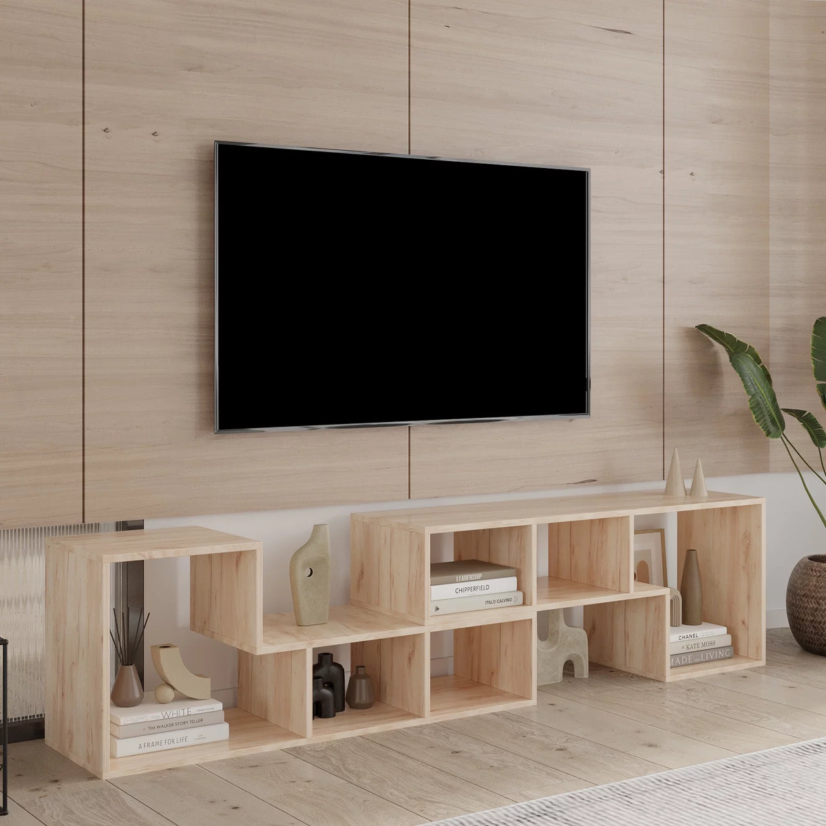 Oak L-Shaped Display Shelf Bookcase T611