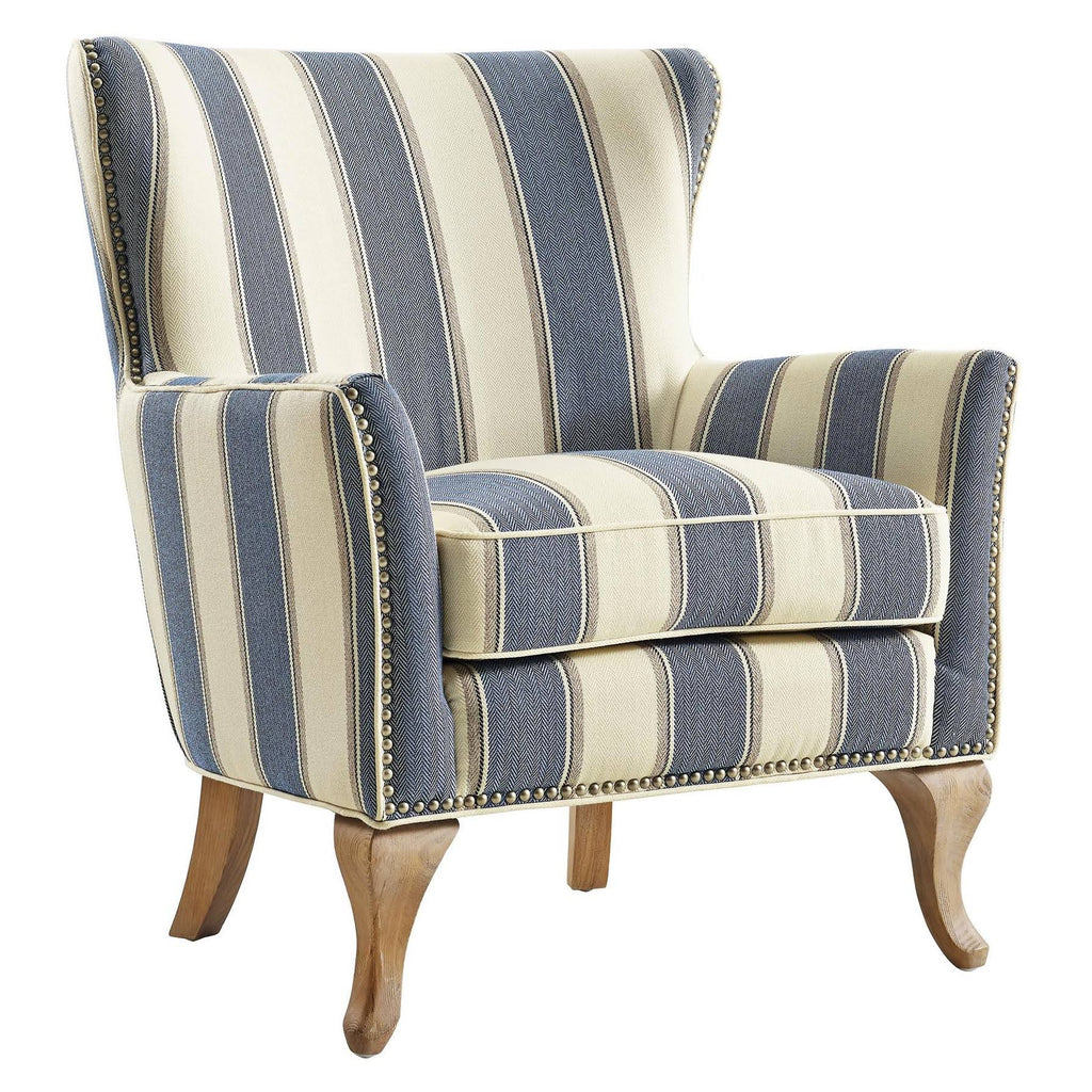 Striped Blue/White Accent Chair P2818