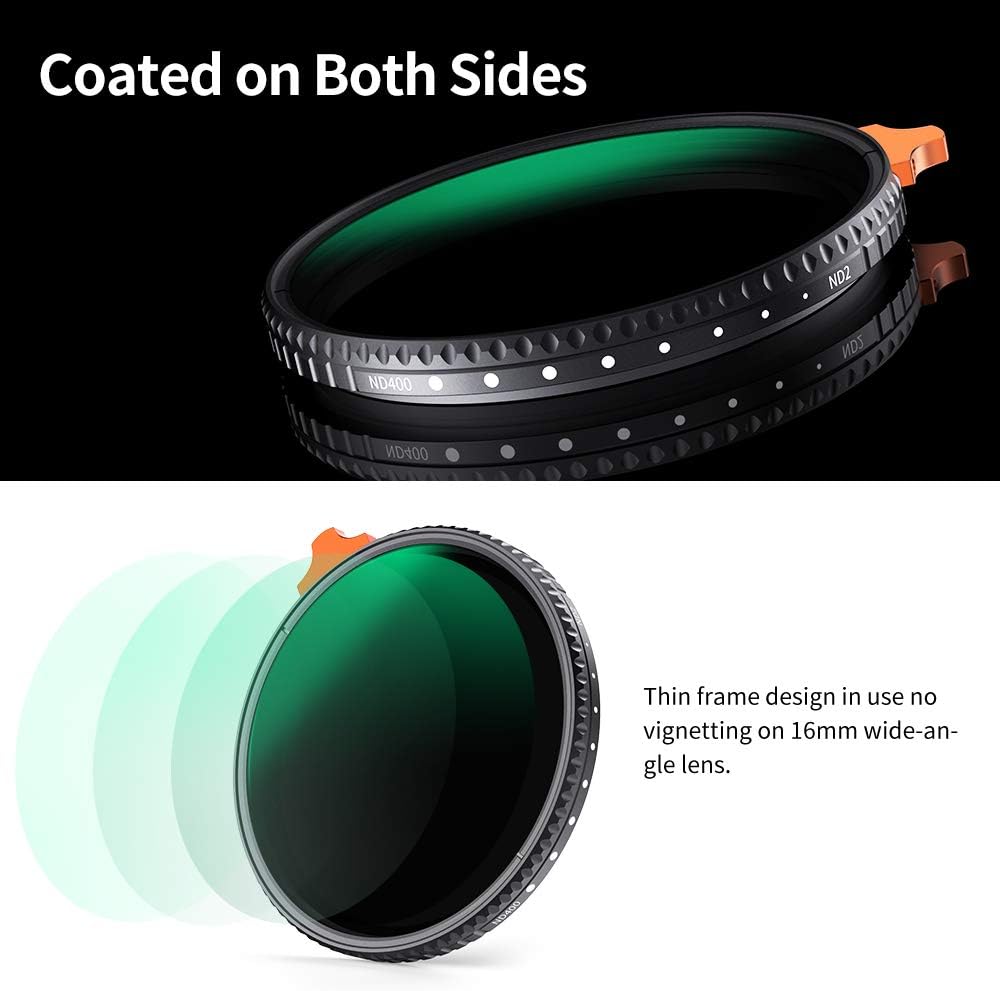 52mm Variable ND Filter ND2-ND400 with Multi-Layer Coatings AGC Glass Neutral Density Filter Pack of 2 S922