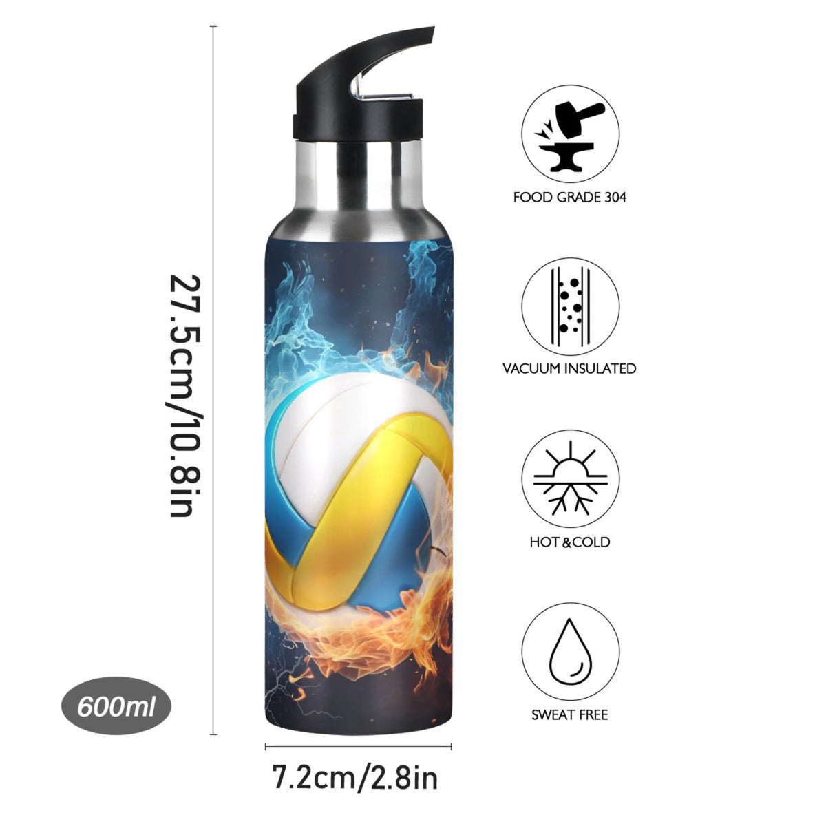 Stainless Steel Insulated Water Bottle with Straw Lid F86361