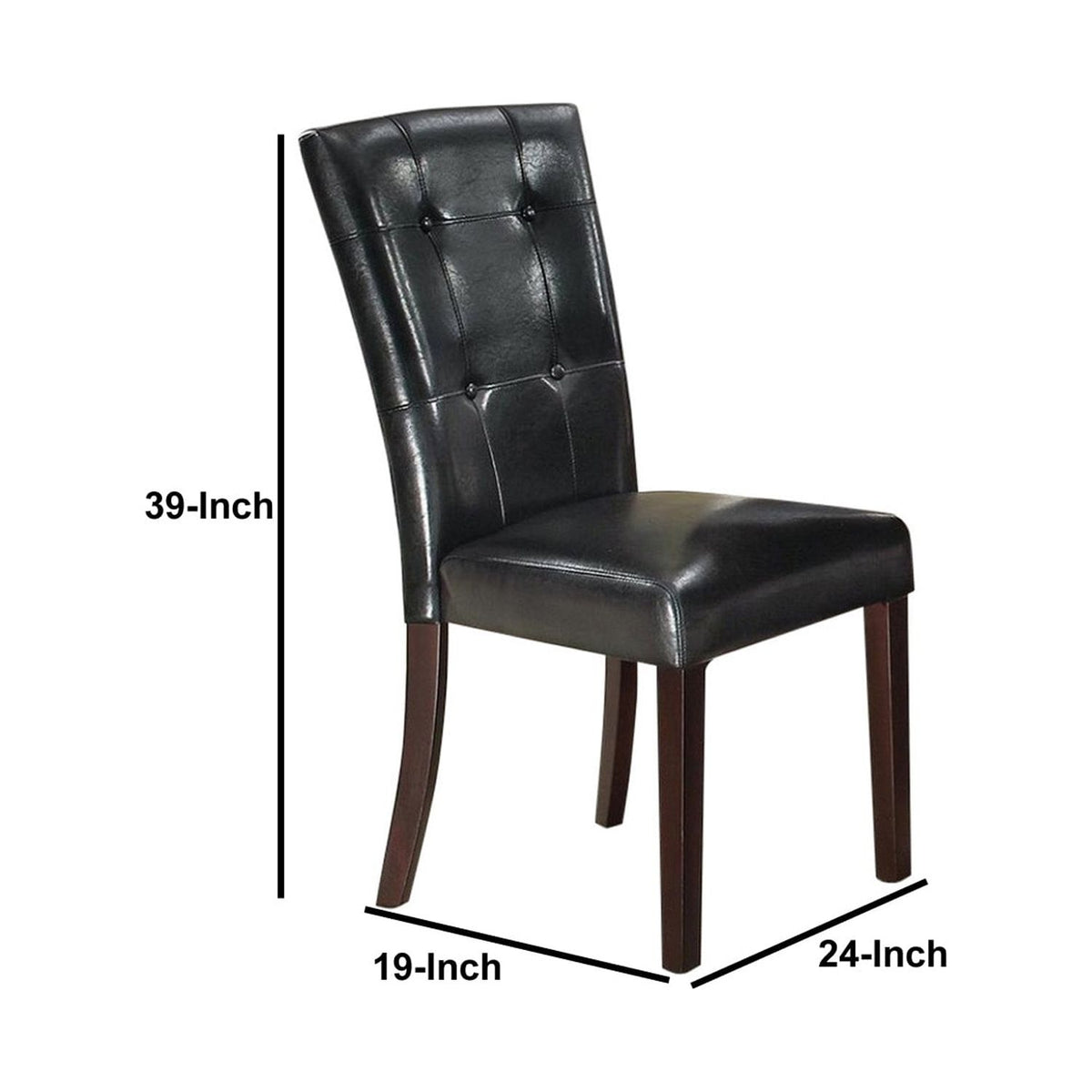 Black Leather Upholstered Dining Chair Set Of 2 G67165