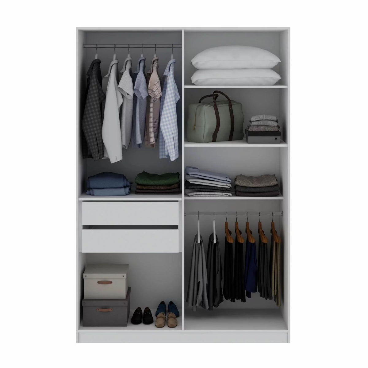 White Wood Wardrobe Armoire Closet F23929