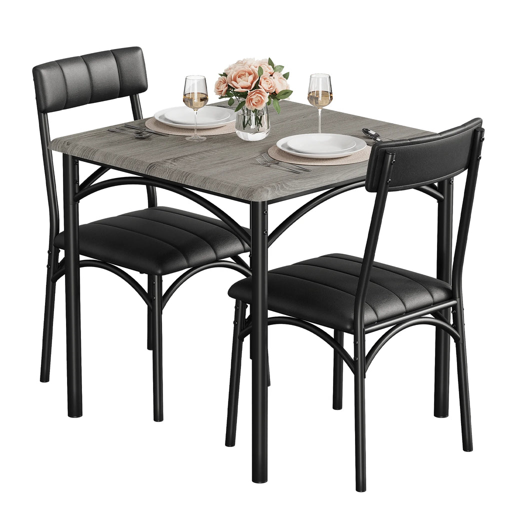 3 Piece Square Dining Table Set with 2 Upholstered Chairs N63778