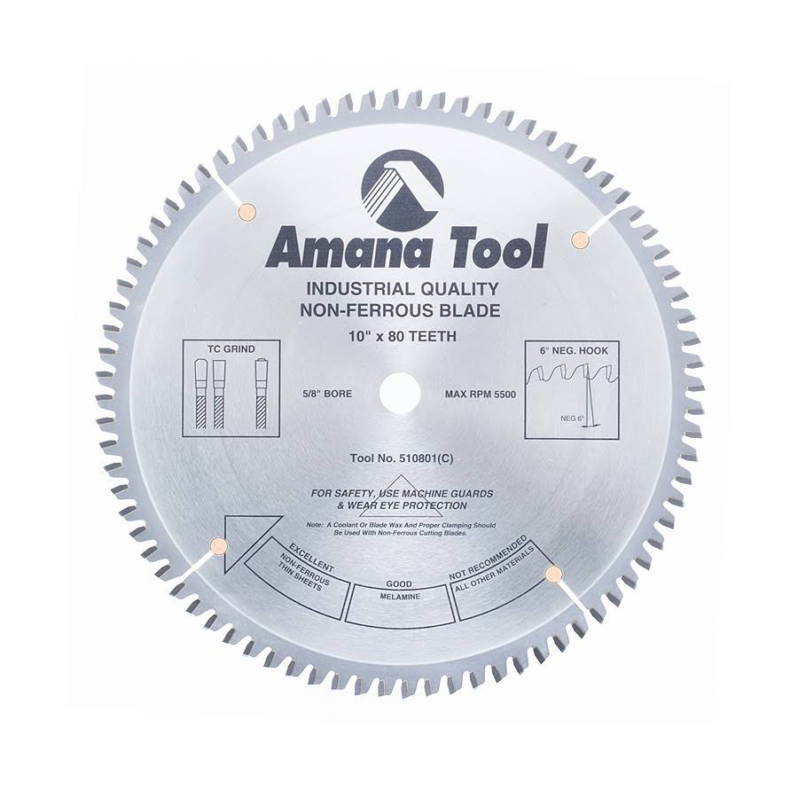 Carbide Tipped 10x22 Dia x 80T TCG Saw Blade O12087