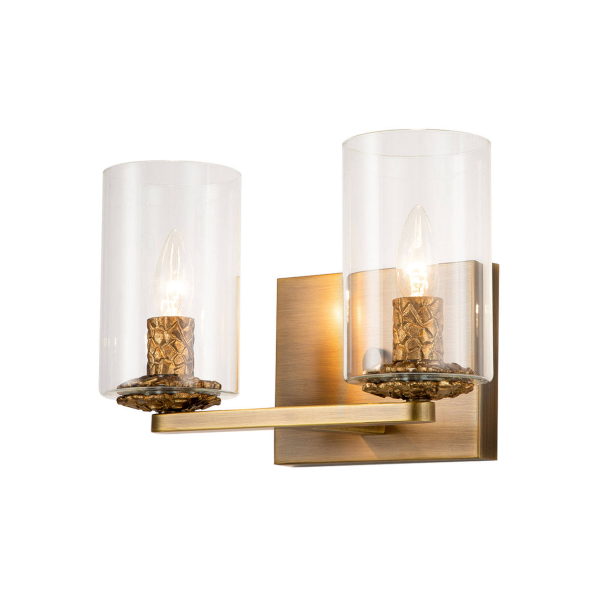 Antique Brass 2-Light Metal Bath Vanity Light P65720
