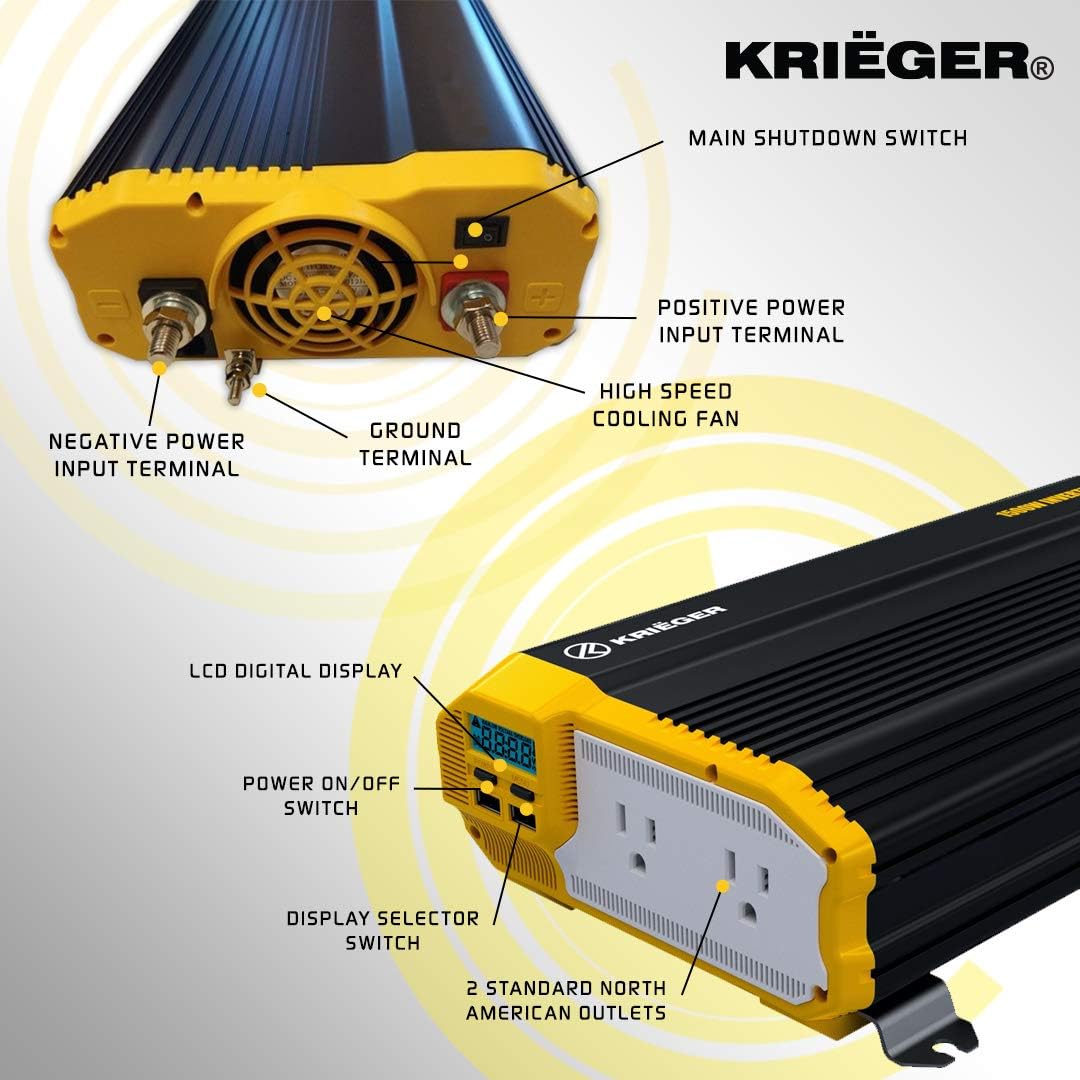 1500 Watts Power Inverter 12V to 110V Modified Sine Wave Car Inverter B371