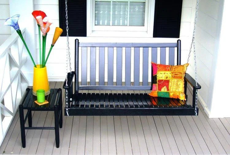 Black Wood Porch Swing J147