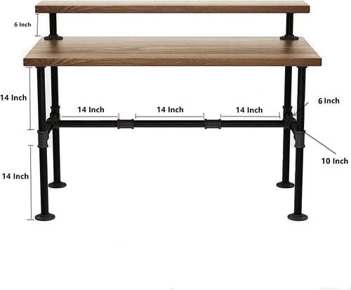 28 Inche Industrial Pipe Table Legs Set with 6-Inch Monitor Shelf Support P69677
